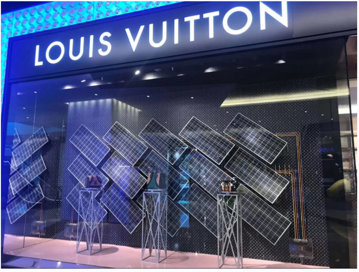 Louis Vuitton Window Display With Solar Panels Powering Display